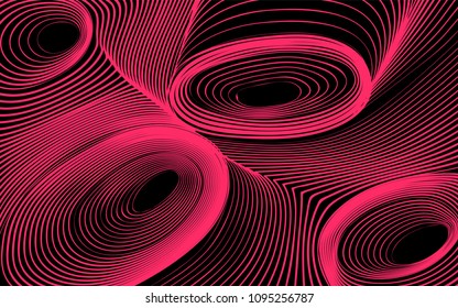 Abstract Background in Psychedelic Style. Futuristic Illustration with Wavy Lines. Abstraction with 3D Effect. Distorted Circles. Abstract Wavy Background for Web Design, Wallpaper, Covers, Posters.
