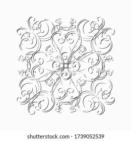Abstract background Psychedelic symmetrical fractal elements vintage deco brush strokes texture with colorful paint, lines and spots of different shapes and sizes