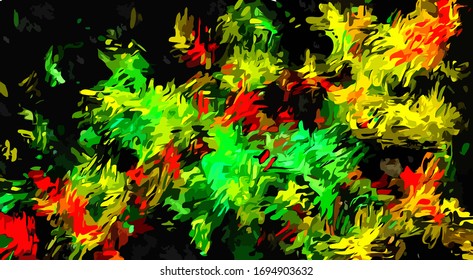 Abstract background. Psychedelic  texture of brush strokes of colored paint of blurred lines and spots of different shapes and sizes