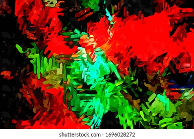 Abstract background. Psychedelic  texture of brush strokes of colored paint of blurred lines and spots of different shapes and sizes