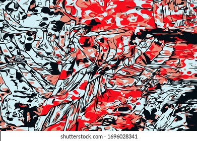 Abstract background. Psychedelic  texture of brush strokes of colored paint of blurred lines and spots of different shapes and sizes