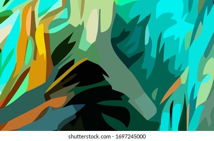 Abstract background. Psychedelic  texture of brush strokes of colored paint of blurred lines and spots of different shapes and sizes