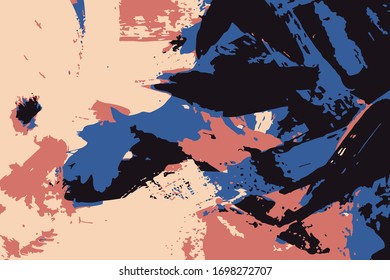Abstract background. Psychedelic  texture of brush strokes of colored paint of blurred lines and spots of different shapes and sizes