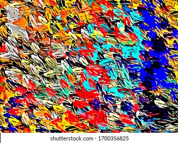 Abstract background. Psychedelic  texture of brush strokes of colored paint of blurred lines and spots of different shapes and sizes