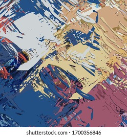 Abstract background. Psychedelic  texture of brush strokes of colored paint of blurred lines and spots of different shapes and sizes
