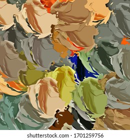Abstract background. Psychedelic  texture of brush strokes of colored paint of blurred lines and spots of different shapes and sizes