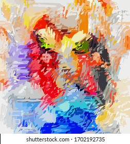 Abstract background. Psychedelic  texture of brush strokes of colored paint of blurred lines and spots of different shapes and sizes