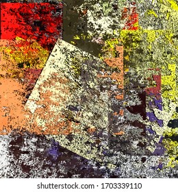 Abstract background. Psychedelic  texture of brush strokes of colored paint of blurred lines and spots of different shapes and sizes