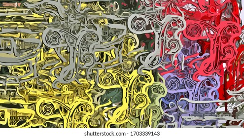 Abstract background. Psychedelic  texture of brush strokes of colored paint of blurred lines and spots of different shapes and sizes