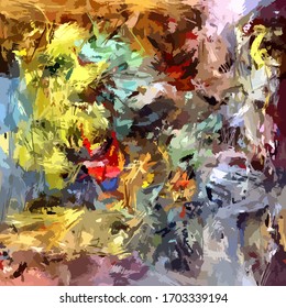 Abstract background. Psychedelic  texture of brush strokes of colored paint of blurred lines and spots of different shapes and sizes