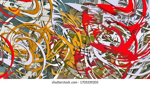 Abstract background. Psychedelic  texture of brush strokes of colored paint of blurred lines and spots of different shapes and sizes