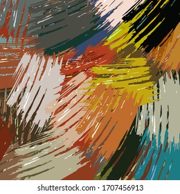 Abstract background. Psychedelic  texture of brush strokes of colored paint of blurred lines and spots of different shapes and sizes