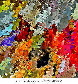 Abstract background. Psychedelic  texture of brush strokes of colored paint of blurred lines and spots of different shapes and sizes