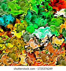 Abstract background. Psychedelic  texture of brush strokes of colored paint of blurred lines and spots of different shapes and sizes