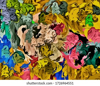 Abstract background. Psychedelic  texture of brush strokes of colored paint of blurred lines and spots of different shapes and sizes