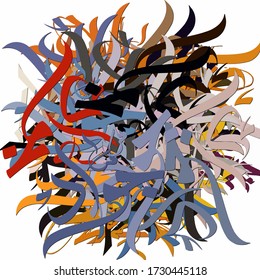 Abstract background. Psychedelic  texture of brush strokes of colored paint of blurred lines and spots of different shapes and sizes