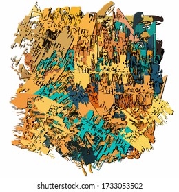 Abstract background. Psychedelic  texture of brush strokes of colored paint of blurred lines and spots of different shapes and sizes