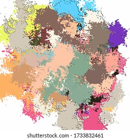 Abstract background. Psychedelic  texture of brush strokes of colored paint of blurred lines and spots of different shapes and sizes