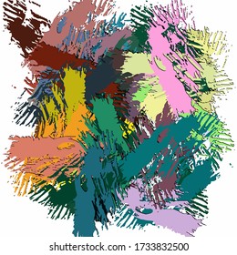 Abstract background. Psychedelic  texture of brush strokes of colored paint of blurred lines and spots of different shapes and sizes
