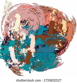 Abstract background. Psychedelic  texture of brush strokes of colored paint of blurred lines and spots of different shapes and sizes