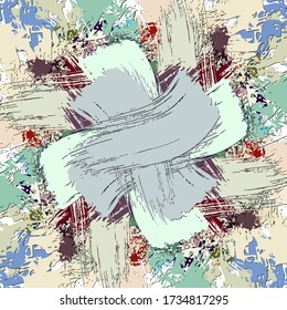 Abstract background. Psychedelic  texture of brush strokes of colored paint of blurred lines and spots of different shapes and sizes