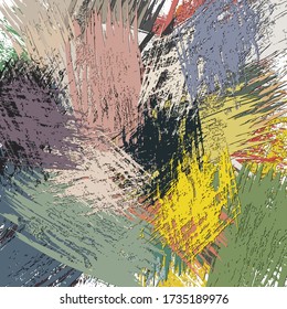 Abstract background. Psychedelic  texture of brush strokes of colored paint of blurred lines and spots of different shapes and sizes