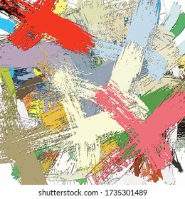 Abstract background. Psychedelic  texture of brush strokes of colored paint of blurred lines and spots of different shapes and sizes