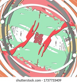 Abstract background. Psychedelic  texture of brush strokes of colored paint of blurred lines and spots of different shapes and sizes