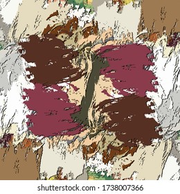 Abstract background. Psychedelic  texture of brush strokes of colored paint of blurred lines and spots of different shapes and sizes