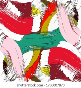 Abstract background. Psychedelic  texture of brush strokes of colored paint of blurred lines and spots of different shapes and sizes