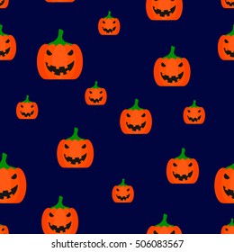 Abstract background with pumpkins in simple style. Vector seamless pattern of fruit. Hipster filling. The color image. Composition with gourds. Multipurpose background. Cute prints. Backdrop Halloween