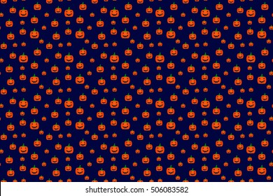 Abstract background with pumpkins in simple style. Vector seamless pattern of fruit. Hipster filling. The color image. Composition with gourds. Multipurpose background. Cute prints. Backdrop Halloween