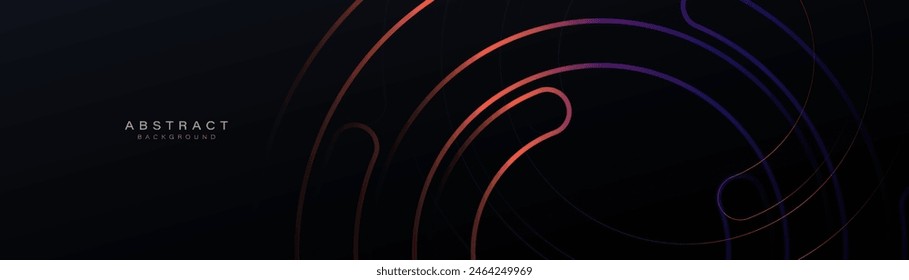 Fondo Abstractas con contorno geométrico de círculo púrpura, azul y bronce. Moderno patrón de líneas de moda mínimo Horizontal. Ilustración vectorial