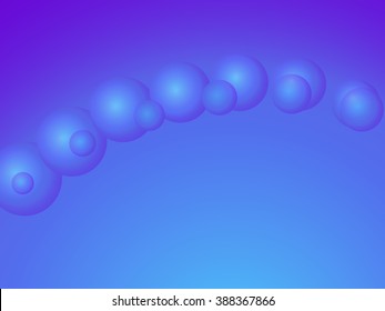 Abstract background with purple blue spheres built in curved double row, vector illustration