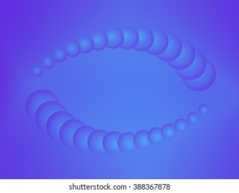 Abstract background with purple blue spheres built in curved rows, vector illustration