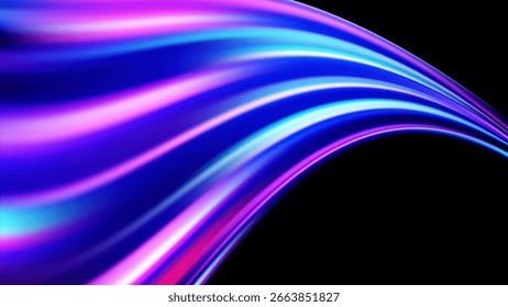 Abstract background, purple blue waves on a black, interesting wavy striped pattern vector illustration.