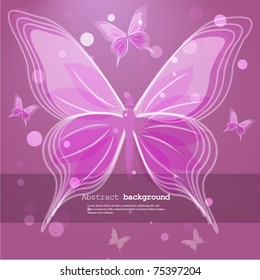 Abstract background with purple butterfly. Vector illustration.