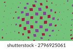 Abstract background with purple and dark red squares in a spherical pattern