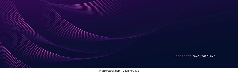 Abstract background with purple glowing geometric wavy lines. Modern minimal trendy shiny purple lines pattern. Vector illustration