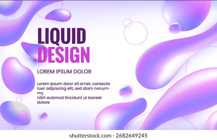 Abstract background with purple gradient 3D liquid design. Modern template for banner, web page, and poster with dynamic flowing shape
