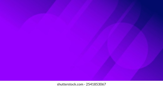 An abstract background with a purple gradient, featuring overlapping transparent circles and diagonal lines, creating a sense of depth and movement. Vector illustration