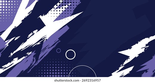 Fondo Abstractas con decoración de efecto grunge púrpura y patrón de puntos deportivo. Fondo de concepto deportivo moderno para Anuncios, Sitios web, folletos, certificados, presentaciones y cubiertas. EPS. 5