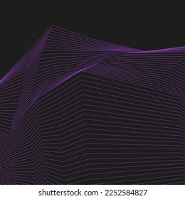 Abstract background with purple lines. Texture with distorted waves. Vector illustration with 3d effect. 