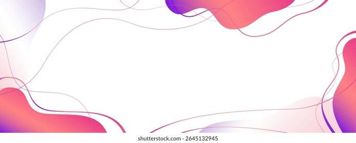 Abstract background with purple and orange liquid wavy shapes. Futuristic banner for poster, cover, brochure, website.