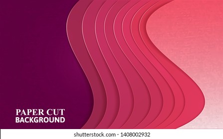 abstract background with purple overlay layers. And there is a wave pattern, colorful and beautiful. And the design is a work of origami, or paper cut. and is used as an illustration or backdrop