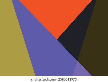 Abstract background of purple, red, yellow and blue triangles on black background