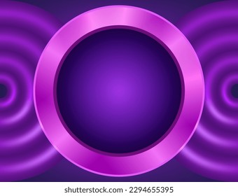 Fondo abstracto con banner redondo morado y círculos de arcos de plástico