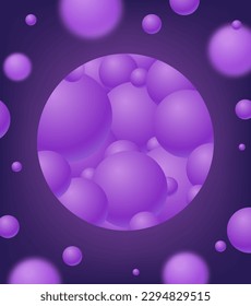 Abstract background with purple round hole banner and floating balls