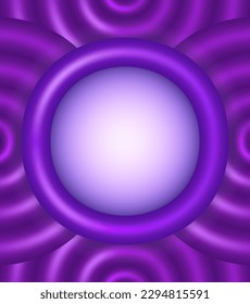 Abstract background with purple round matte banner and plastic circles