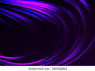 Abstract background of purple stripes forming circular curve on dark backdrop, cover presentation wallpaper design